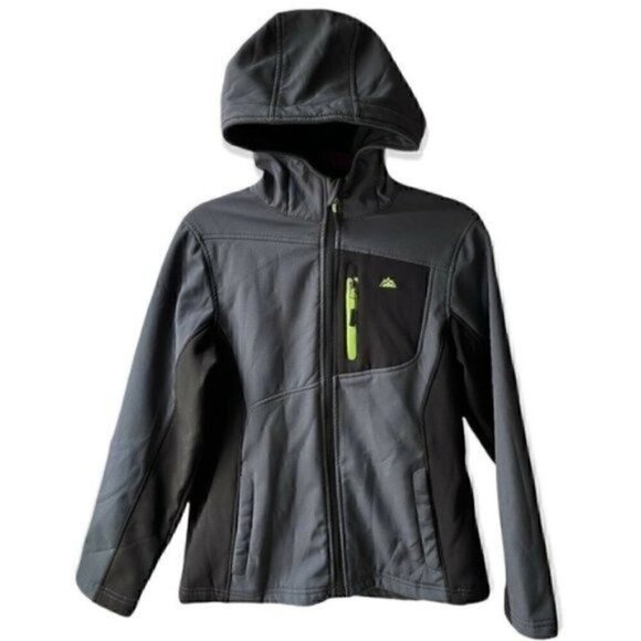 Snozu Performance Soft Shell Jacket Gray Kids Size L 14-16 Hoodie Skiing - Picture 2 of 11
